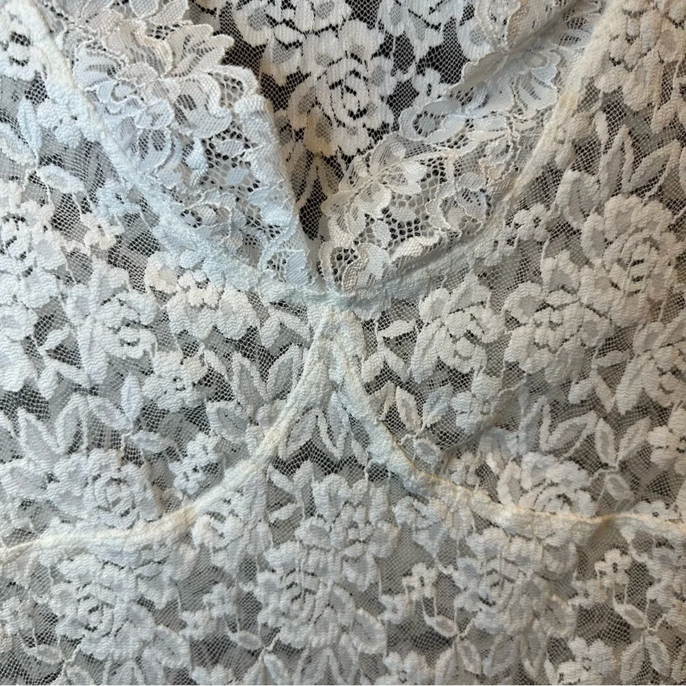 Free People Intimately White Lace Long-Sleeve V-Neck Top